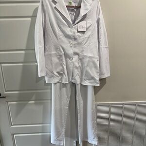 Healing Hands White Scrubs Set New Traditional Classic Long Sleeves Medical